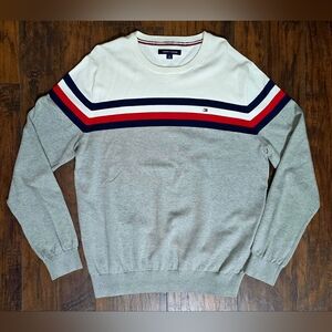 Tommy Hilfiger Crewneck Sweater in Gray, Red White & Blue Accent